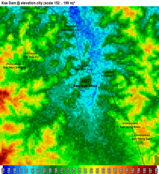 Kae Dam elevation map