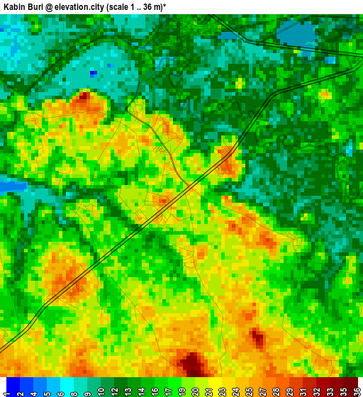 Kabin Buri elevation map