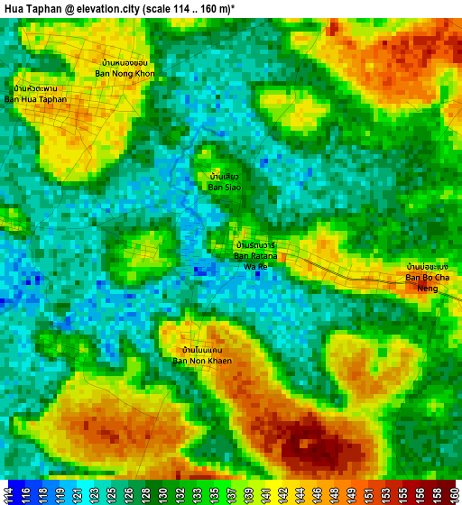 Hua Taphan elevation map