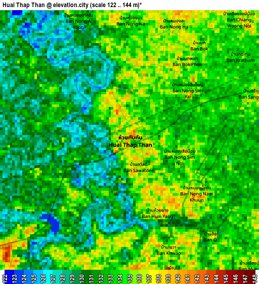 Huai Thap Than elevation map