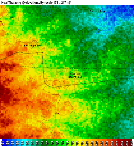 Huai Thalaeng elevation map