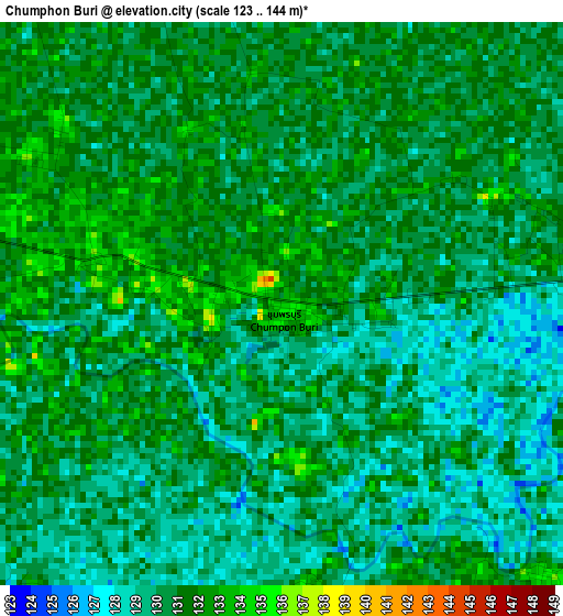 Chumphon Buri elevation map