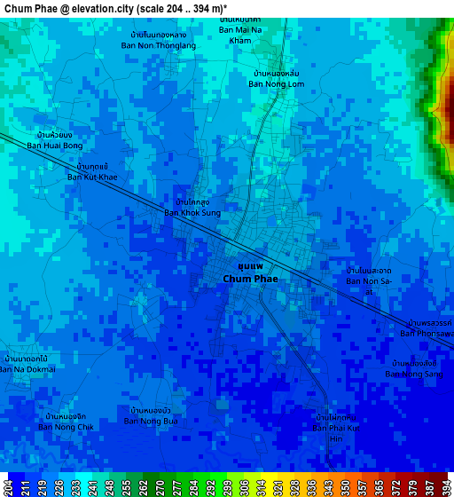 Chum Phae elevation map