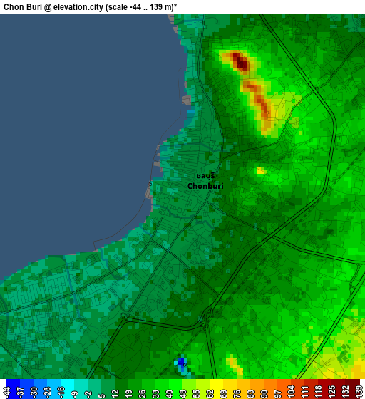 Chon Buri elevation map