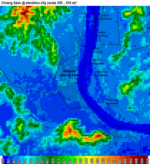 Chiang Saen elevation map