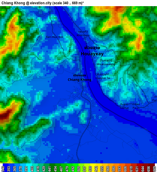 Chiang Khong elevation map