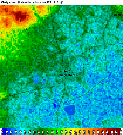 Chaiyaphum elevation map