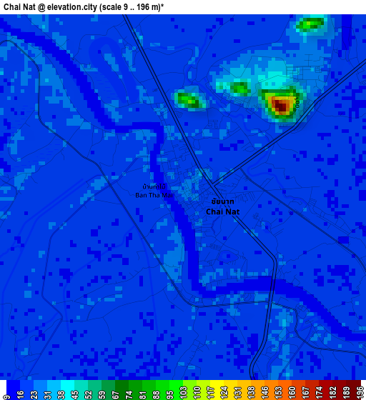 Chai Nat elevation map