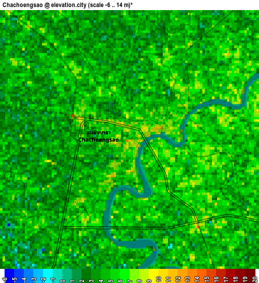 Chachoengsao elevation map