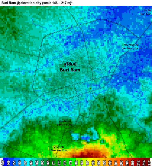 Buri Ram elevation map