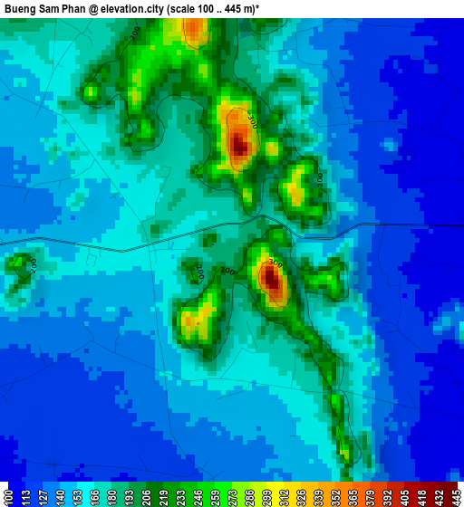 Bueng Sam Phan elevation map