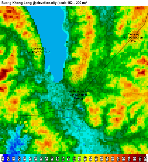 Bueng Khong Long elevation map