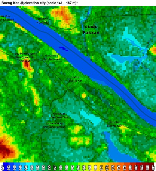 Bueng Kan elevation map