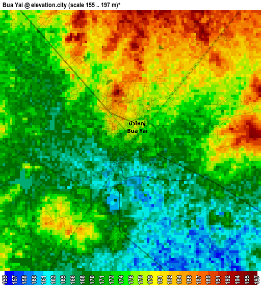 Bua Yai elevation map