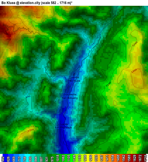 Bo Kluea elevation map