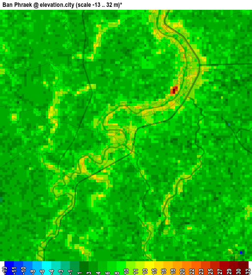 Ban Phraek elevation map