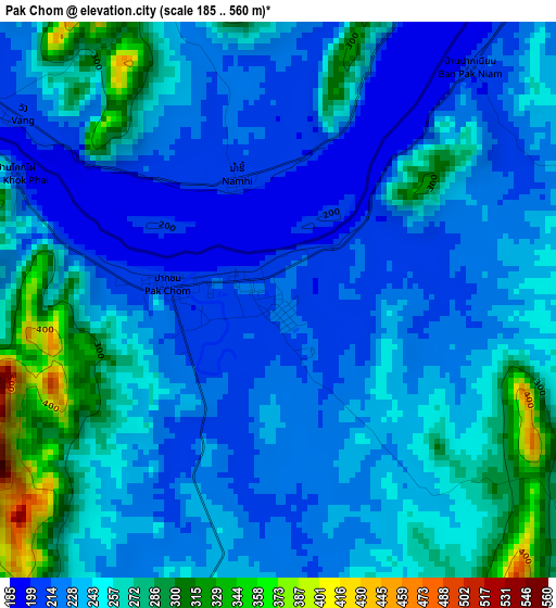 Pak Chom elevation map