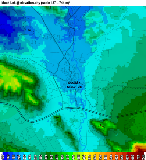 Muak Lek elevation map