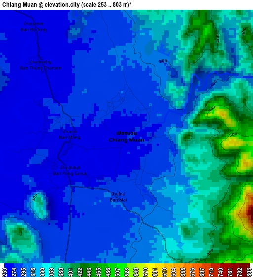 Chiang Muan elevation map