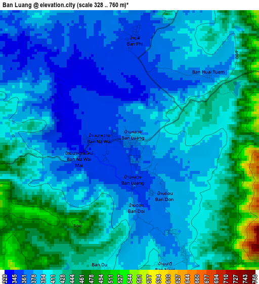 Ban Luang elevation map