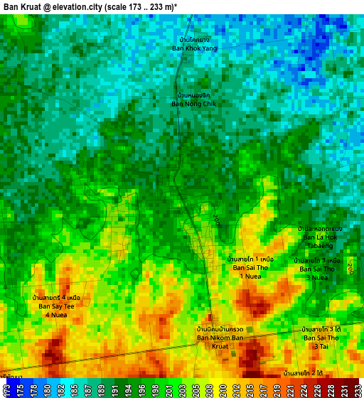 Ban Kruat elevation map