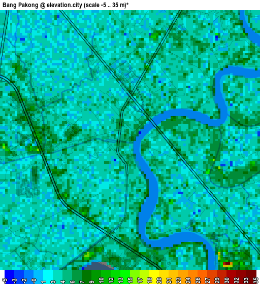 Bang Pakong elevation map