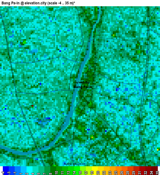 Bang Pa-in elevation map