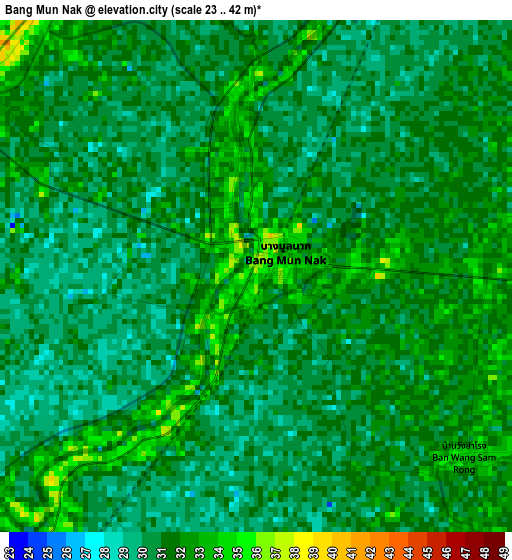 Bang Mun Nak elevation map