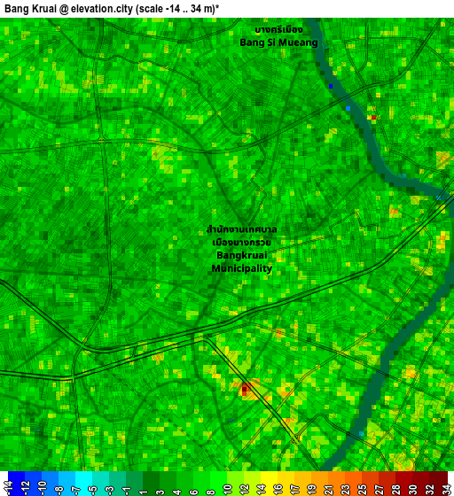 Bang Kruai elevation map