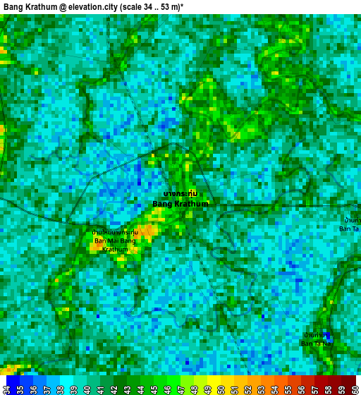 Bang Krathum elevation map