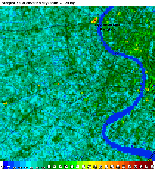 Bangkok Yai elevation map