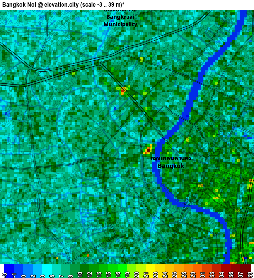 Bangkok Noi elevation map