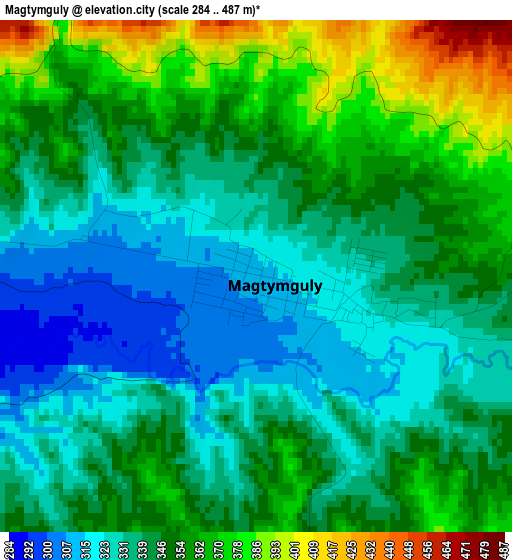 Magtymguly elevation map