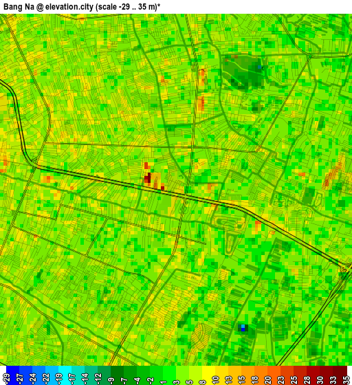 Bang Na elevation map