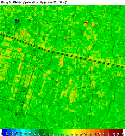 Bang Bo District elevation map