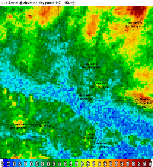 Lue Amnat elevation map