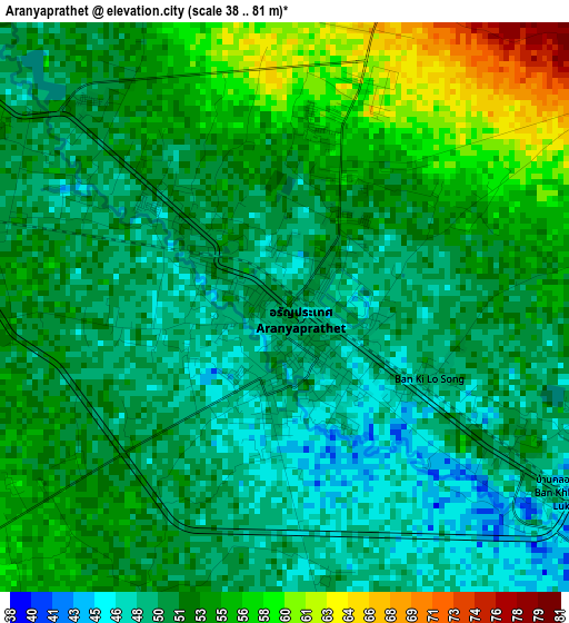 Aranyaprathet elevation map