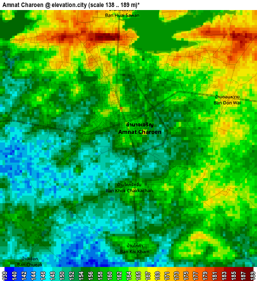 Amnat Charoen elevation map