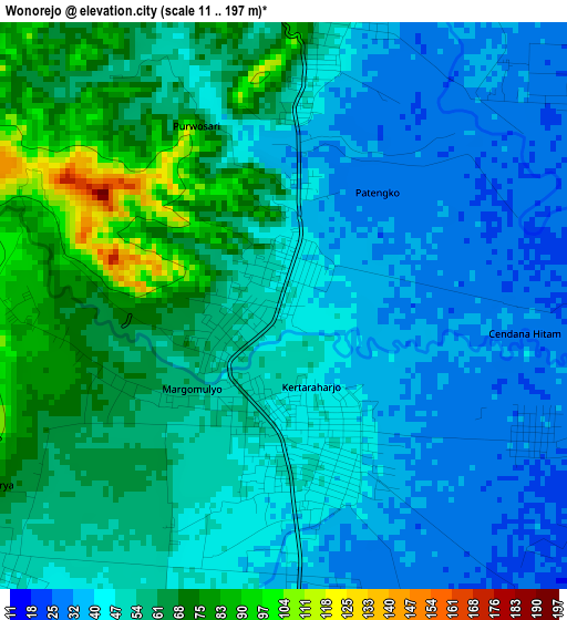 Wonorejo elevation map