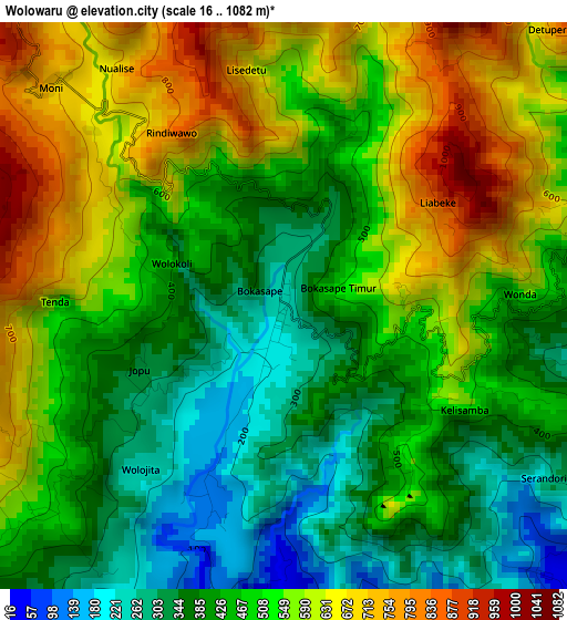 Wolowaru elevation map
