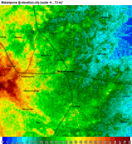 Watampone elevation map