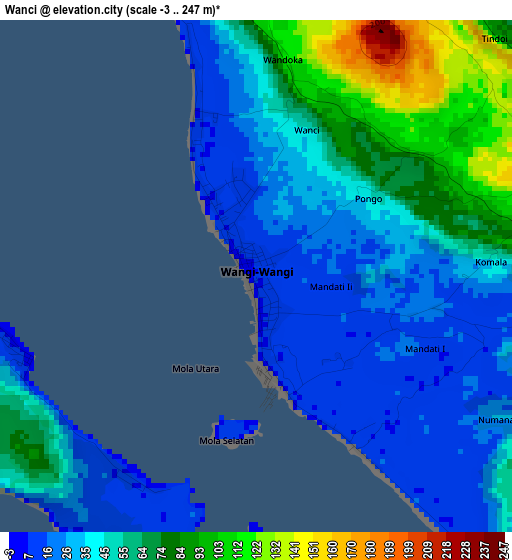 Wanci elevation map