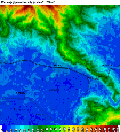 Wanareja elevation map