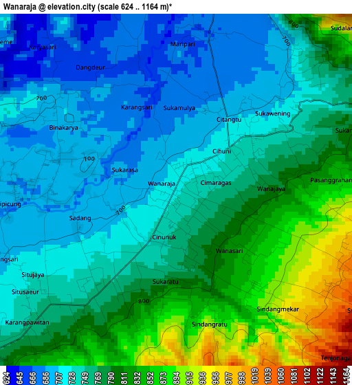 Wanaraja elevation map