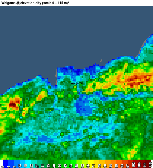 Waigama elevation map