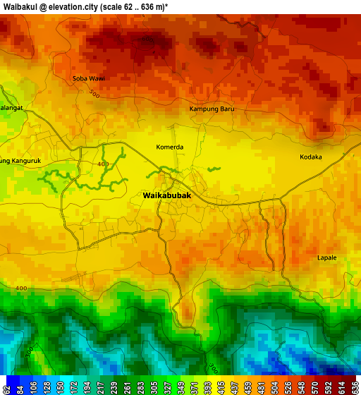 Waibakul elevation map