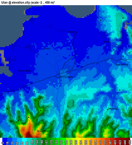 Utan elevation map