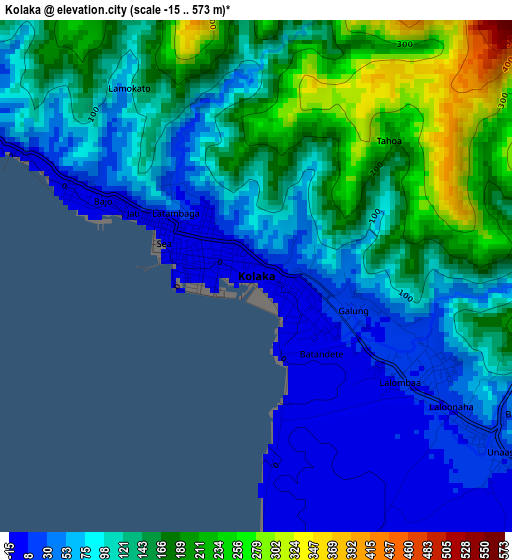 Kolaka elevation map