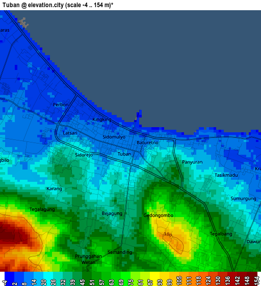 Tuban elevation map