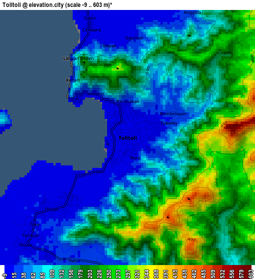 Tolitoli elevation map